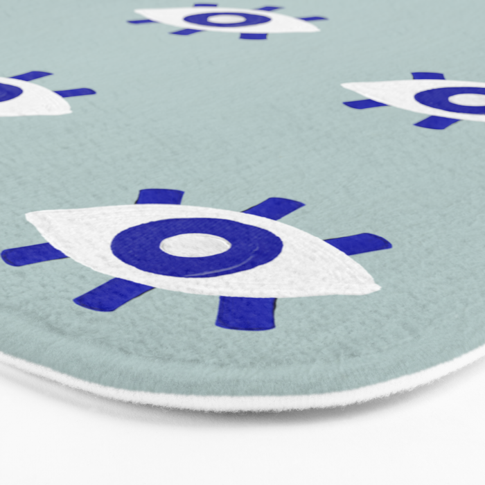 Evil Eye Dots - Mint & Navy Bath Mat Gallery Image 3