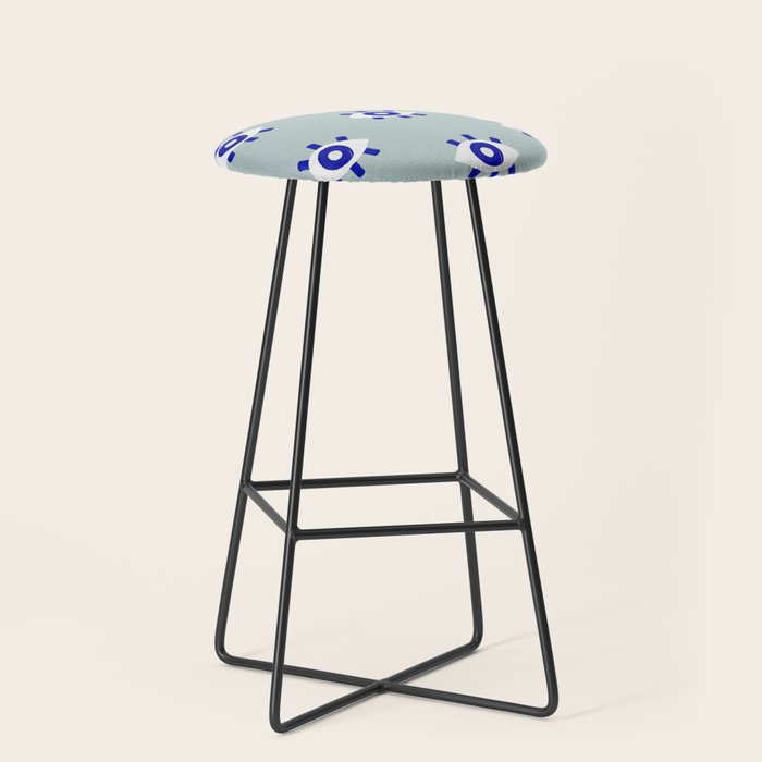 Evil Eye Dots - Mint & Navy Stool Gallery Image 1