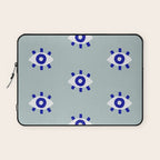Evil Eye Dots - Mint & Navy Laptop Sleeve Gallery Image 1