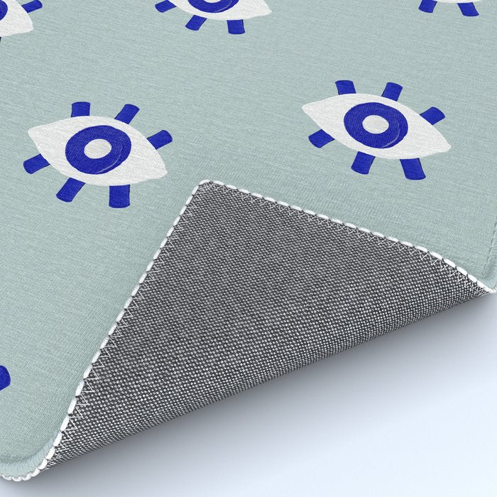 Evil Eye Dots - Mint & Navy Rug Gallery Image 4