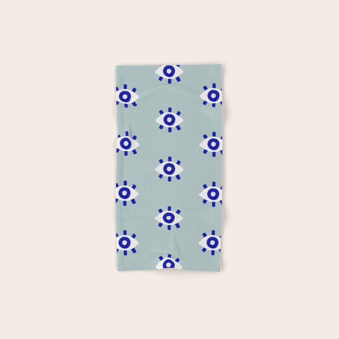 Evil Eye Dots - Mint & Navy Bath Towel Gallery Image 1