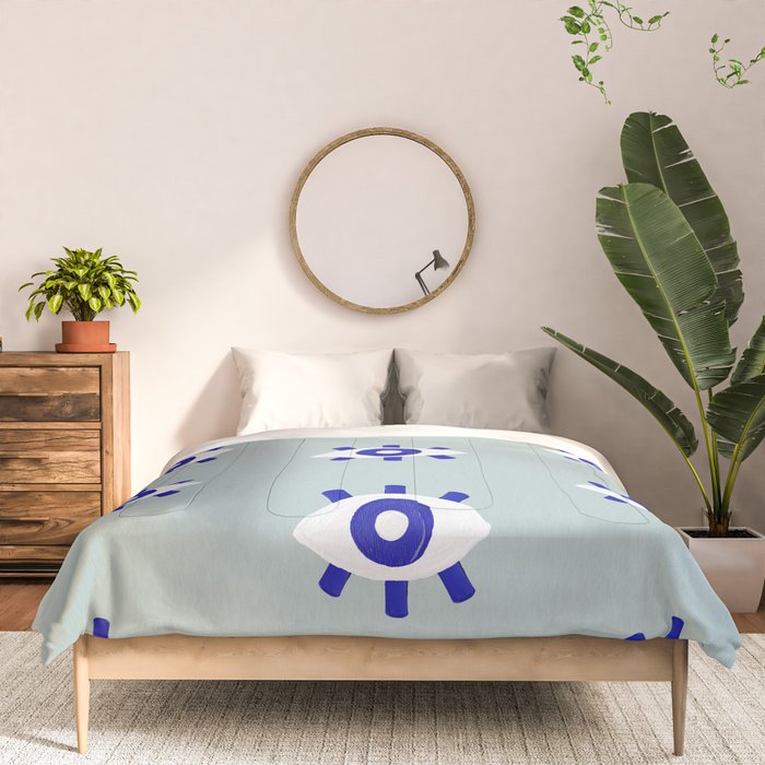 Evil Eye Dots - Mint & Navy Comforter Gallery Image 3