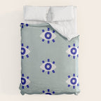 Evil Eye Dots - Mint & Navy Duvet Cover Gallery Image 6