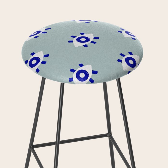 Evil Eye Dots - Mint & Navy Stool Gallery Image 2