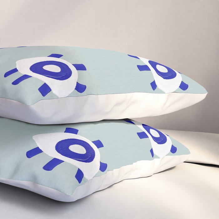 Evil Eye Dots - Mint & Navy Pillow Sham Gallery Image 3