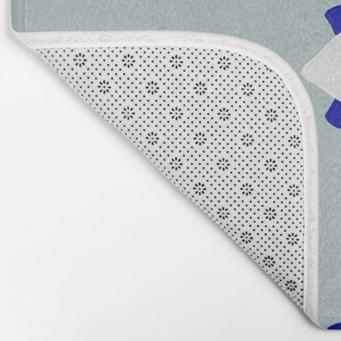 Evil Eye Dots - Mint & Navy Bath Mat Gallery Image 2