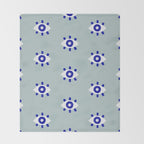 Evil Eye Dots - Mint & Navy Throw Blanket Gallery Image 2