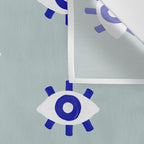 Evil Eye Dots - Mint & Navy Wall Tapestry Gallery Image 3