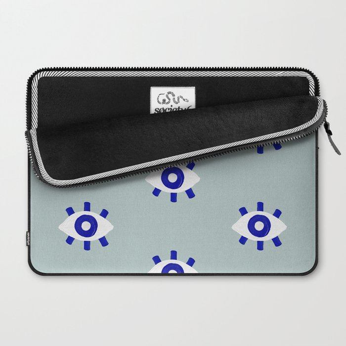 Evil Eye Dots - Mint & Navy Laptop Sleeve Gallery Image 2