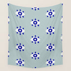 Evil Eye Dots - Mint & Navy Wall Tapestry Gallery Image 4