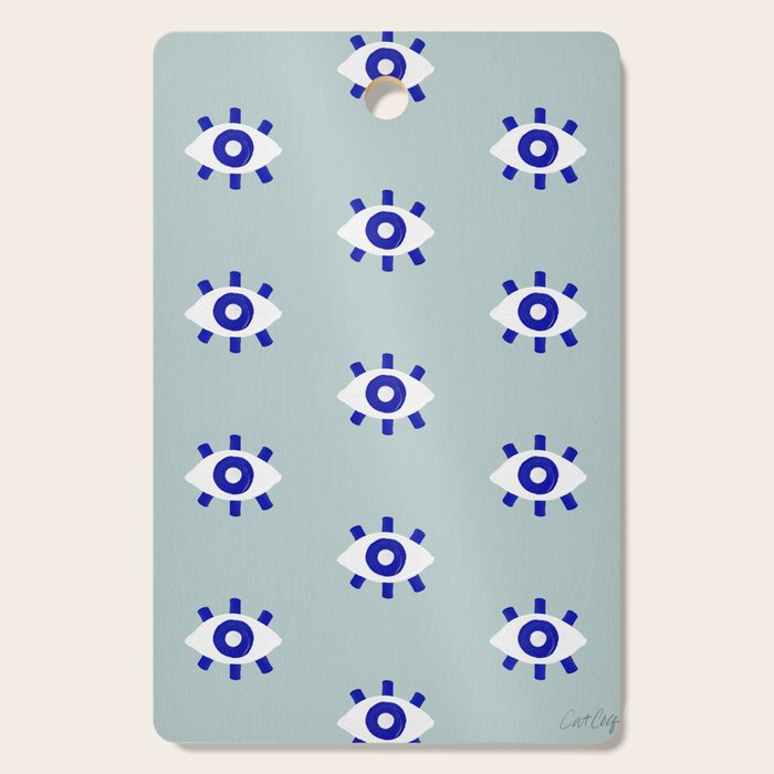 Evil Eye Dots - Mint & Navy Cutting Board Gallery Image 1