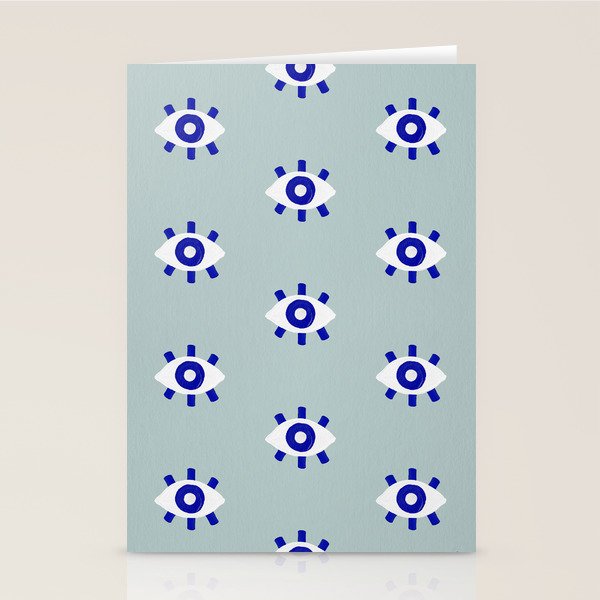 Evil Eye Dots - Mint & Navy Stationery Card Gallery Image 1