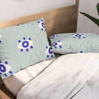 Evil Eye Dots - Mint & Navy Pillow Sham Gallery Image 2