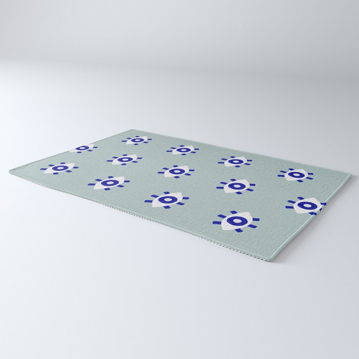 Evil Eye Dots - Mint & Navy Rug Gallery Image 3
