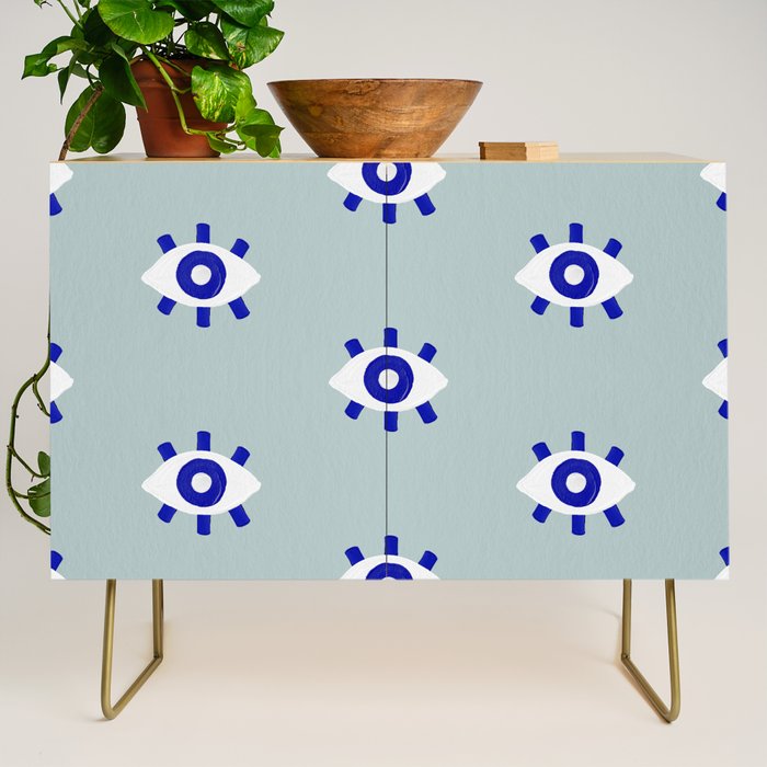 Evil Eye Dots - Mint & Navy Credenza Gallery Image 1