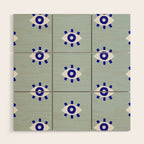 Evil Eye Dots - Mint & Navy Wood Wall Art Gallery Image 1