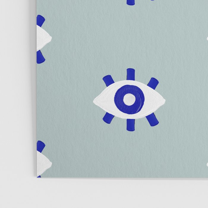 Evil Eye Dots - Mint & Navy Poster Gallery Image 3