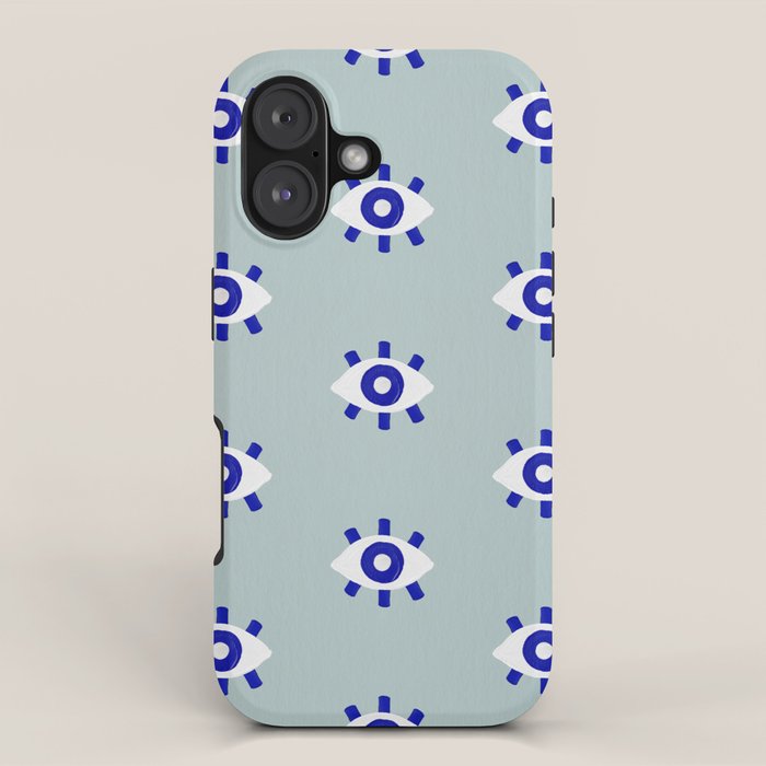 Evil Eye Dots - Mint & Navy iPhone Case Gallery Image 1