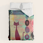 Mid-Century Modern 2 Cats - Graffiti Style Comforter Gallery Image 6