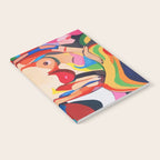 The Feminist, Women Rights Abstract Portrait Eclectic Painting, Modern Bohemian Brown Woman Nude Colorful Notebook Gallery Image 2