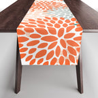 Floral Blooms, Orange, Teal, Gray Table Runner Gallery Image 1