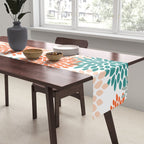 Floral Blooms, Orange, Teal, Gray Table Runner Gallery Image 2