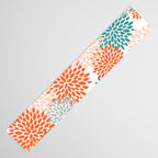 Floral Blooms, Orange, Teal, Gray Table Runner Gallery Image 3