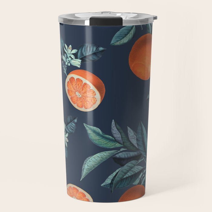 Lemon and Leaf Pattern VI Travel Mug Gallery Image 1
