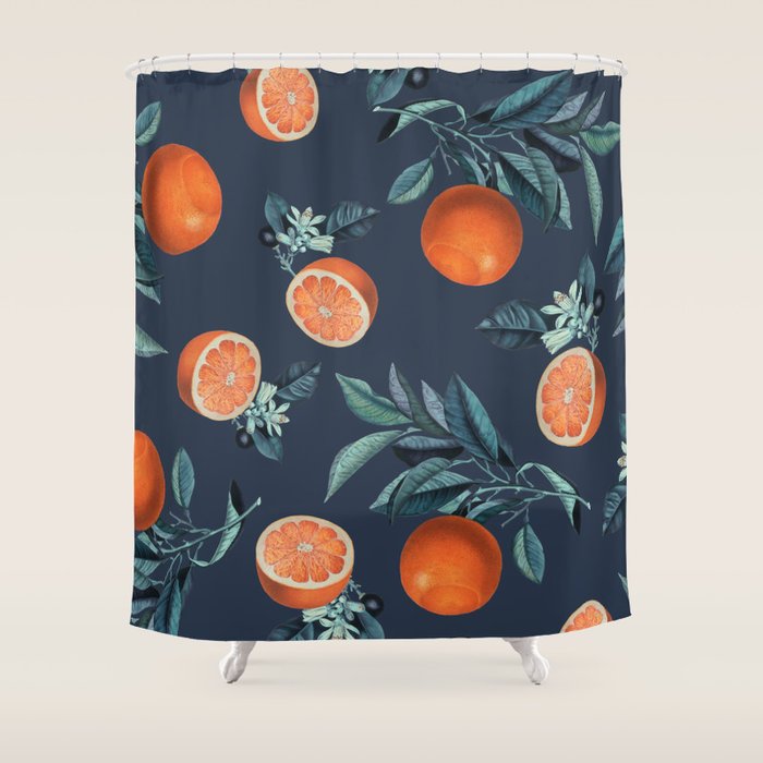 Lemon and Leaf Pattern VI Shower Curtain Gallery Image 1