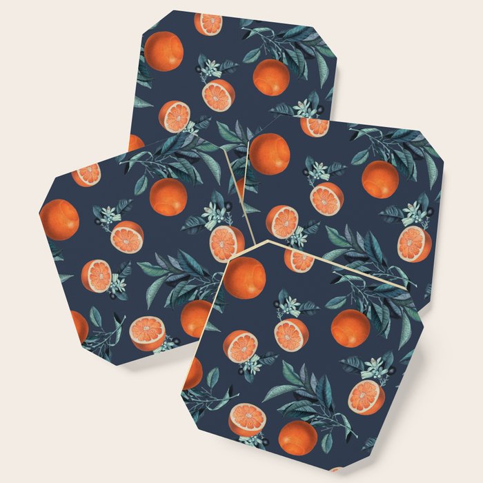 Lemon and Leaf Pattern VI Coaster Gallery Image 1