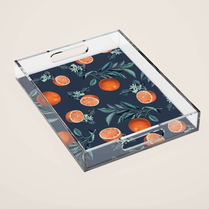 Lemon and Leaf Pattern VI Acrylic Tray Gallery Image 1