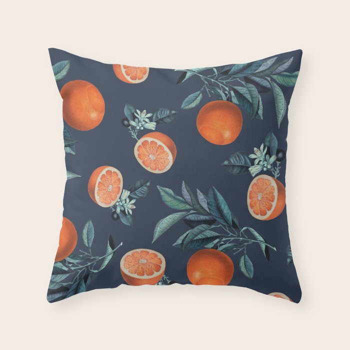 Lemon and Leaf Pattern VI Throw Pillow Gallery Image 1