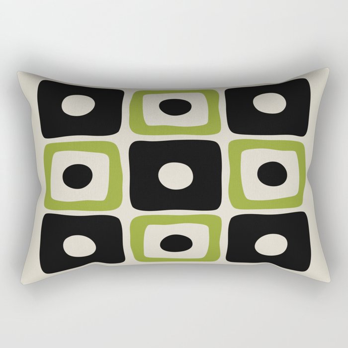 Mid Century Modern Scandinavian Pattern 592 Black and Chartreuse Rectangular Pillow Gallery Image 2