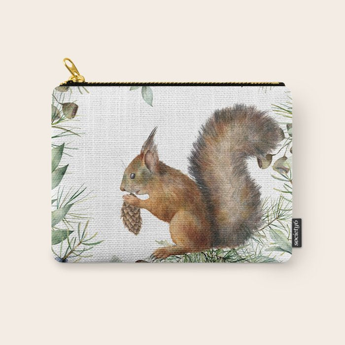 Cute Squirrel and Woodland, Watercolor Carry All Pouch Gallery Image 1