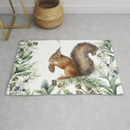 Cute Squirrel and Woodland, Watercolor Rug Gallery Image 1