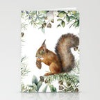 Cute Squirrel and Woodland, Watercolor Stationery Card Gallery Image 2