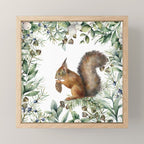 Cute Squirrel and Woodland, Watercolor Mini Art Print Gallery Image 1