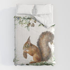 Cute Squirrel and Woodland, Watercolor Comforter Gallery Image 6