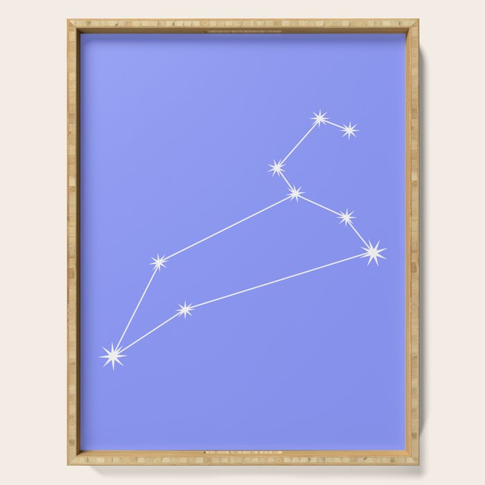 Leo Zodiac Star Constellation Line Art Pastel Purple Serving Tray Gallery Image 1