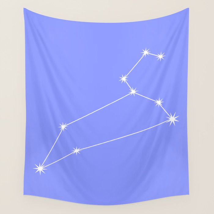 Leo Zodiac Star Constellation Line Art Pastel Purple Wall Tapestry Gallery Image 4