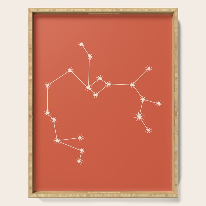 Sagittarius Zodiac Star Constellation Line Art Coral Red Serving Tray Gallery Image 1