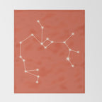 Sagittarius Zodiac Star Constellation Line Art Coral Red Throw Blanket Gallery Image 2