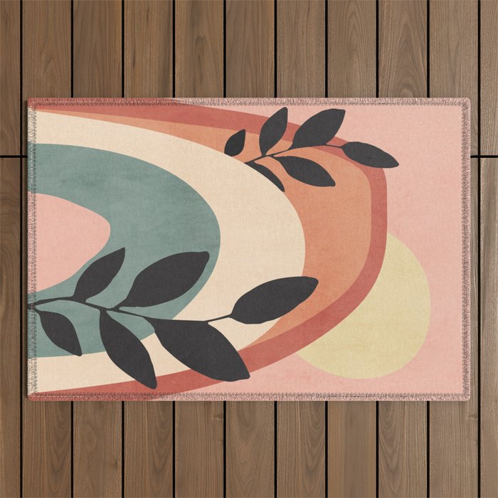 Abstract Art Rainbow 6 Outdoor Rug Gallery Image 1
