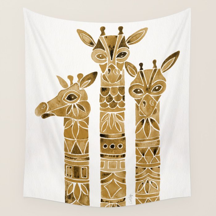 Giraffes - Sepia Palette Wall Tapestry Gallery Image 1