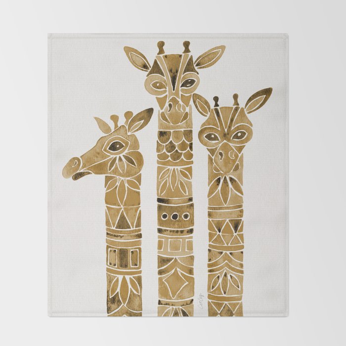 Giraffes - Sepia Palette Throw Blanket Gallery Image 2