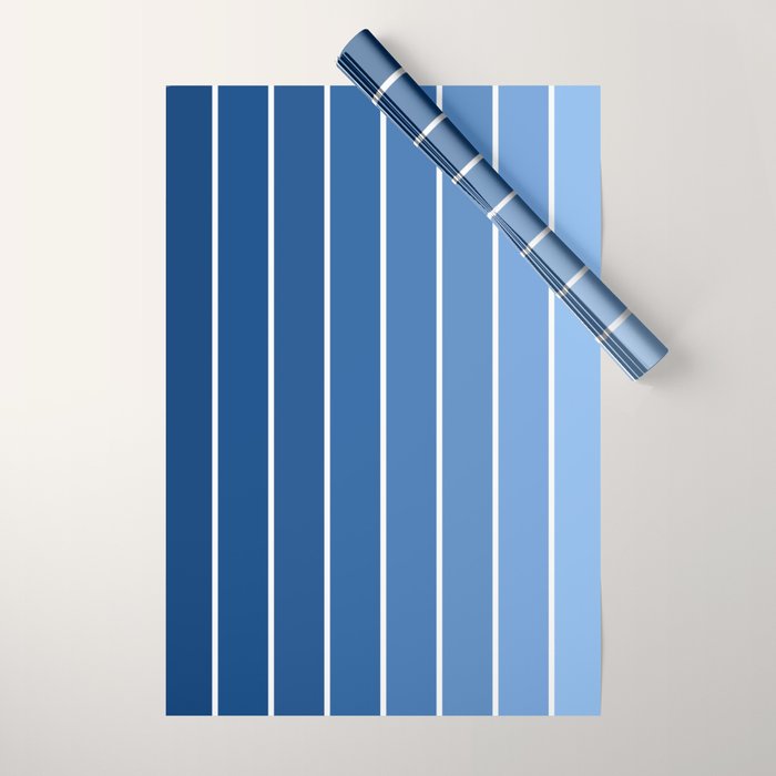 Gradient Arch VIII Bright Blue Mid Century Modern Rainbow Wrapping Paper Gallery Image 1