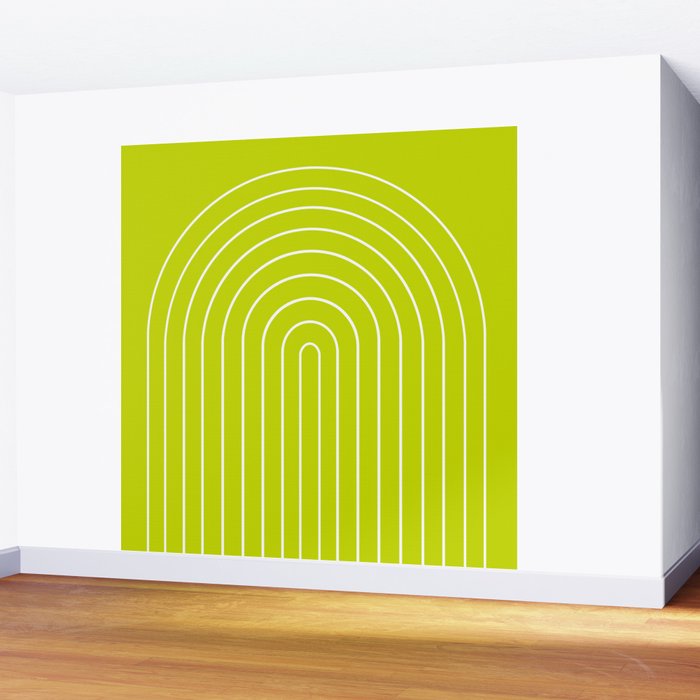 Minimal Arch XXIII Lime Green Modern Geometric Lines Wall Mural Gallery Image 2