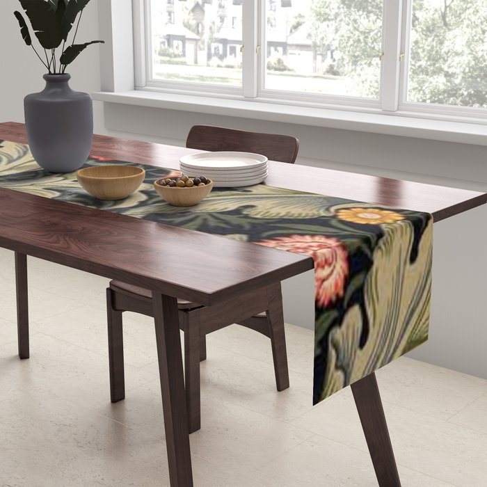 William Morris Laurel Multi-Colored Floral Textile Pattern Sunflower, Aster, Dahlia Table Runner Gallery Image 2