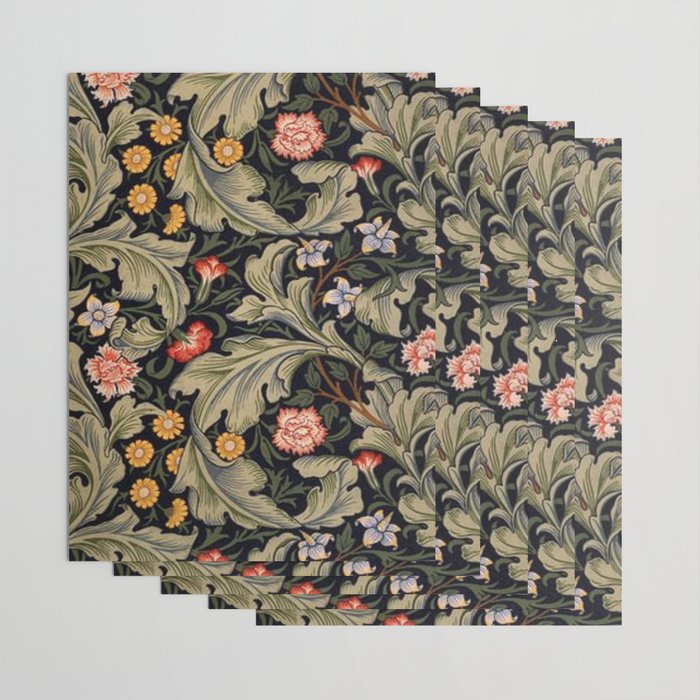 William Morris Laurel Multi-Colored Floral Textile Pattern Sunflower, Aster, Dahlia Wrapping Paper Gallery Image 3