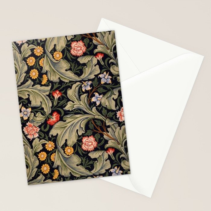 William Morris Laurel Multi-Colored Floral Textile Pattern Sunflower, Aster, Dahlia Stationery Card Gallery Image 2
